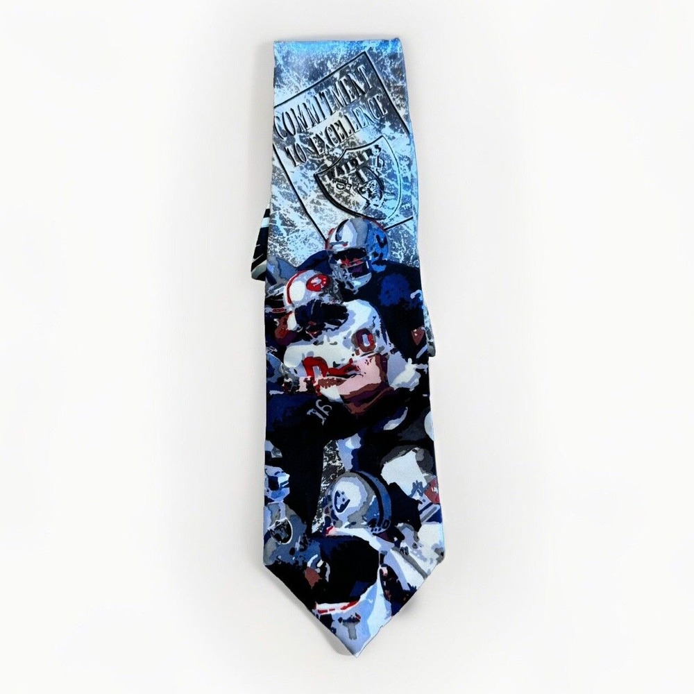 Vintage Team NFL Necktie Oakland Raiders AOP Silk Football 80s 90s
